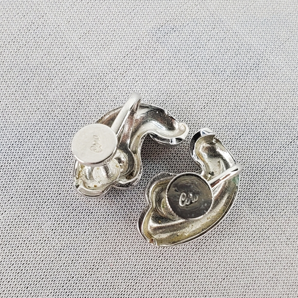 VTG Silver Tone Swirl Coro Signed Screw Back Earrings - Picture 4 of 7